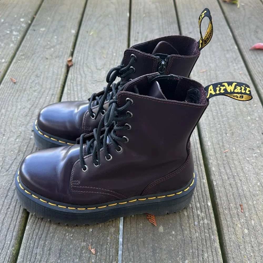 Dr Martens Jadon Purple Platform Smooth Leather Boots w/ Zip Sz 39 / 8